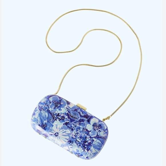 ORIGINAL Lilly Pulitzer,Blue Catch-N-Keep Jubilee Hard Shell Crossbody Clutch - Picture 3 of 7